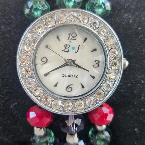 Holidays Season Theme Wristwatch Multi Color Beads Bracelet Analog Quartz Watach - Picture 2 of 11
